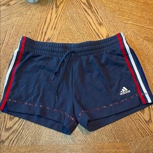 Adidas Women's Athletic Shorts in Navy with Red and White Accents